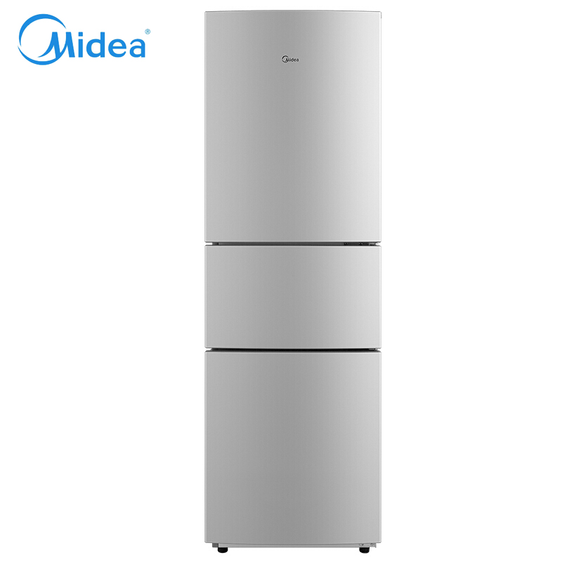 美的/Midea 210L 节能静音三门三温区家用三门冰箱 浅灰BCD-210TM【ZG】